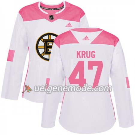 Dame Eishockey Boston Bruins Trikot Torey Krug 47 Adidas 2017-2018 Weiß Pink Fashion Authentic
